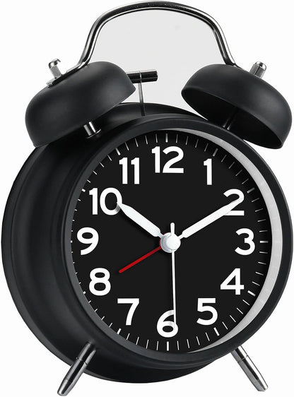 AKCISOT Loud Alarm Clock for Heavy Deep Sleepers,3 Inches Analog Metal Twin Bell Clocks Battery Operated with Backlight for Bedroom Bseide, Old Fashioned for Desk Home Decoration (Blue)