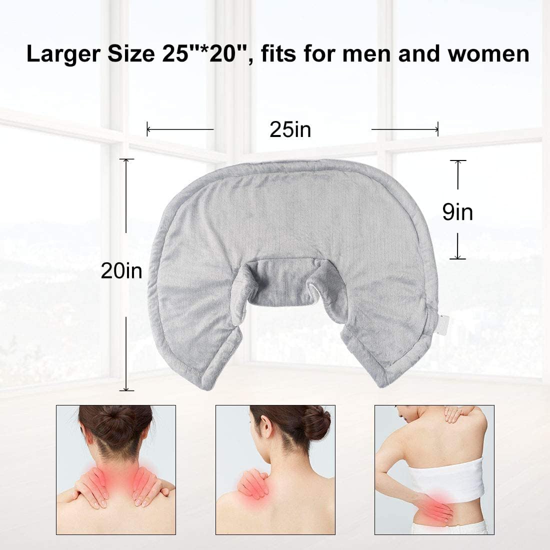 Heating Pad for Neck and Shoulder and Back,Weighted Electric Heated Neck Wrap Warmer with 3 Heat Setting and Moist Heat .20 * 25, Auto Shut Off Electric Neck Heat Pad, Machine Washable