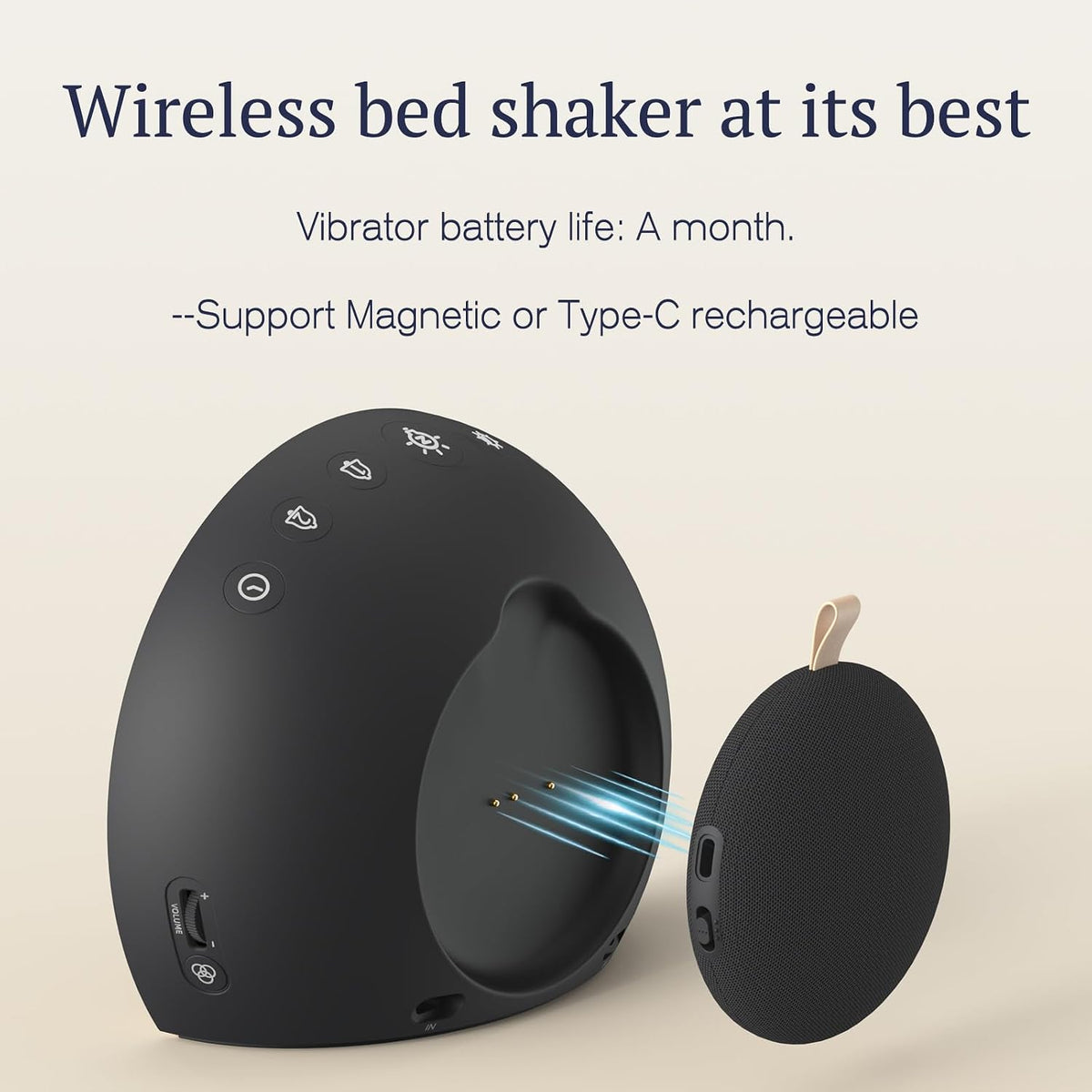 ANJANK Extra Loud Alarm Clock with Wireless Bed Shaker, Vibrating Dual Alarm with Light Wake Up for Heavy Sleepers & Hearing Impaired, 9-Color Night Light, 8 Sounds, 0-100% Dimmer, USB Charger