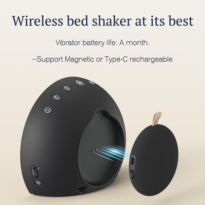 ANJANK Extra Loud Alarm Clock with Wireless Bed Shaker, Vibrating Dual Alarm with Light Wake Up for Heavy Sleepers & Hearing Impaired, 9-Color Night Light, 8 Sounds, 0-100% Dimmer, USB Charger