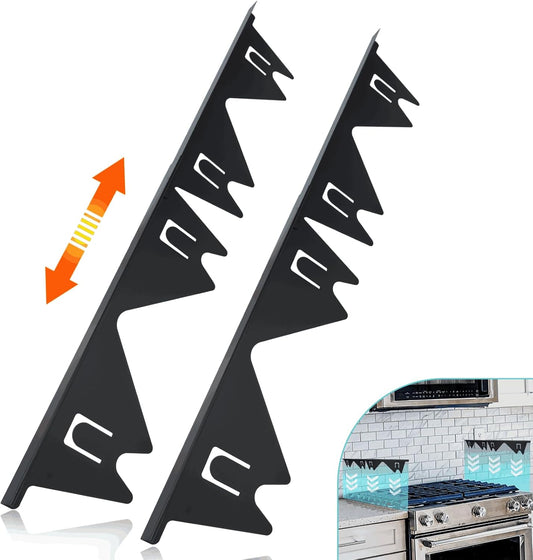 Stove Gap Covers Stainless Steel, 2 Pack Stove Gap Filler Easy Retractable Length 13.8" to 27.5", Width 0.79" Stove Gap Guards Range Trim Kit, Heat Resistant Guard Between Stove Top & Counter