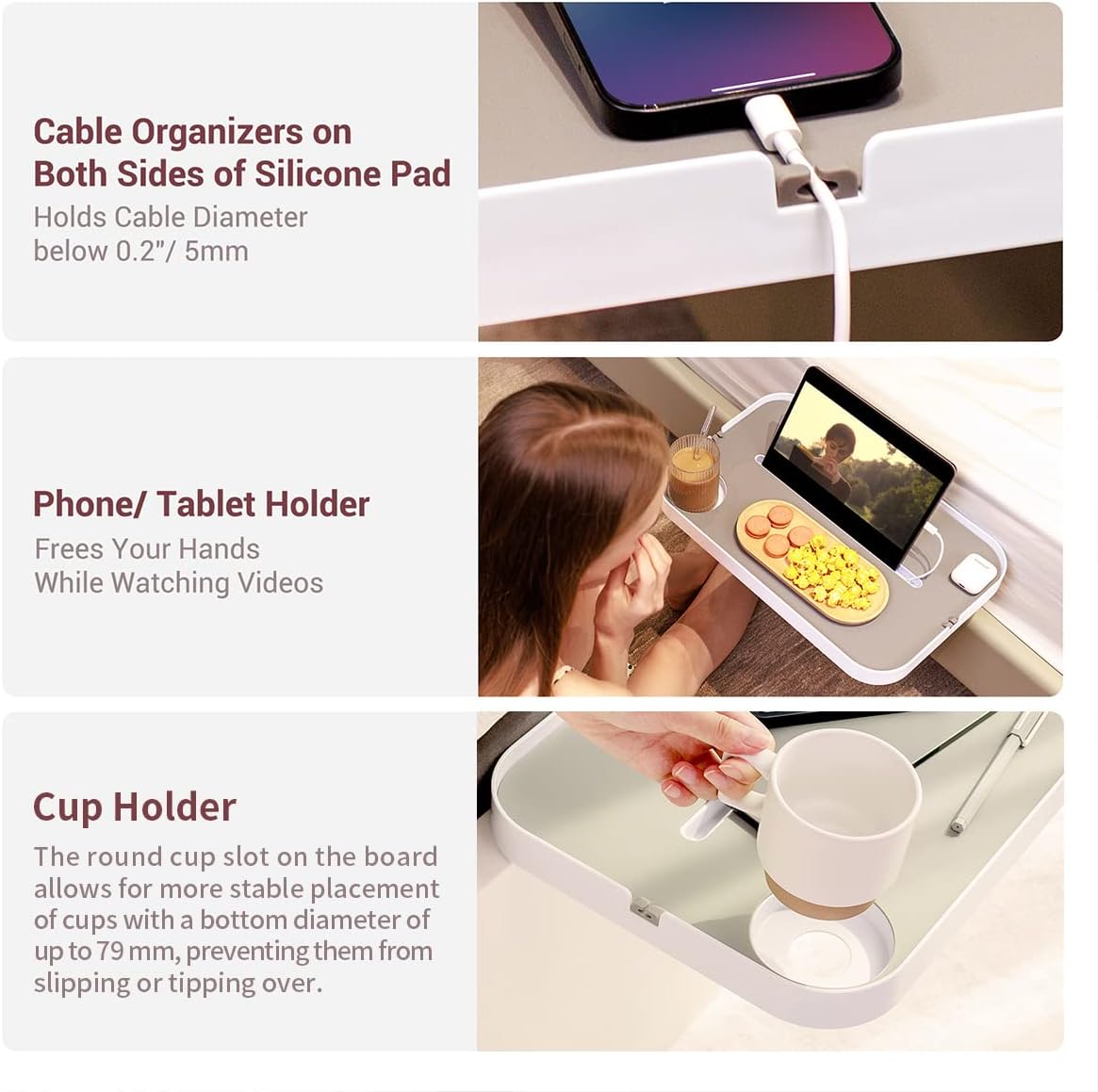 KIWIFOTOS Raised Bedside Shelf for Bed Tray Table Under Mattress