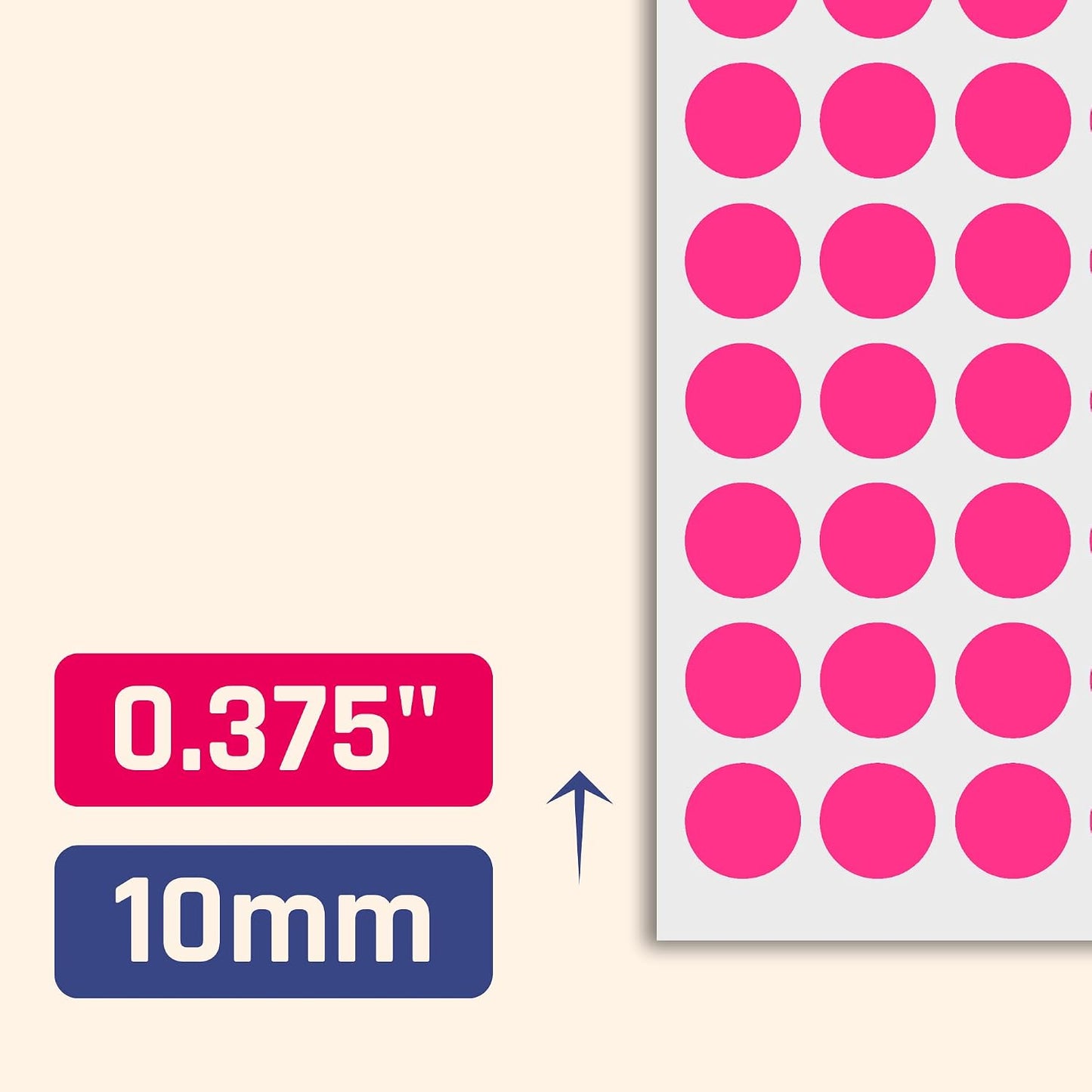 3000 Pieces, Small Colored Dot Round Stickers Labels - 10 Colors, 0.375"
