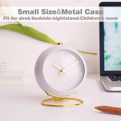 AYRELY® Battery Operated Analog Desk Alarm Clock with Light, Table Clock | Retro Aesthetic Clock with Silent Non-Ticking Movement for Bedside, Bedroom, Kitchen, Office, Travel & Kids' Room(Light Pink)