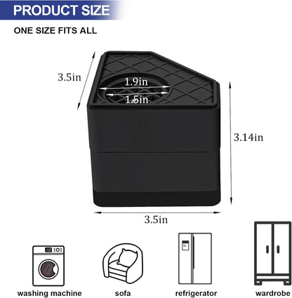 4Pcs Anti Vibration Pads for Washing Machine, Reduce Washer Dryer Moving | Washer and Dryer Pedestals,Prevents Noise Vibration Transfer, Antivibration Stabilizer Support Feet (Increase1.8in)