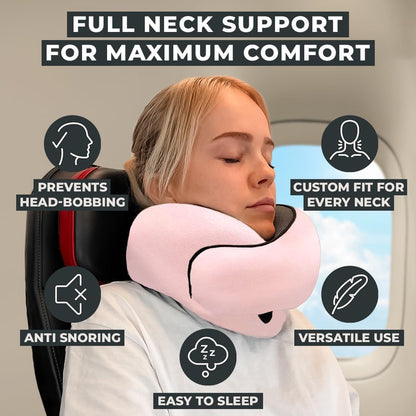 FlyHugz® Neck Travel Pillow Memory Foam Neck Pillow, Gray