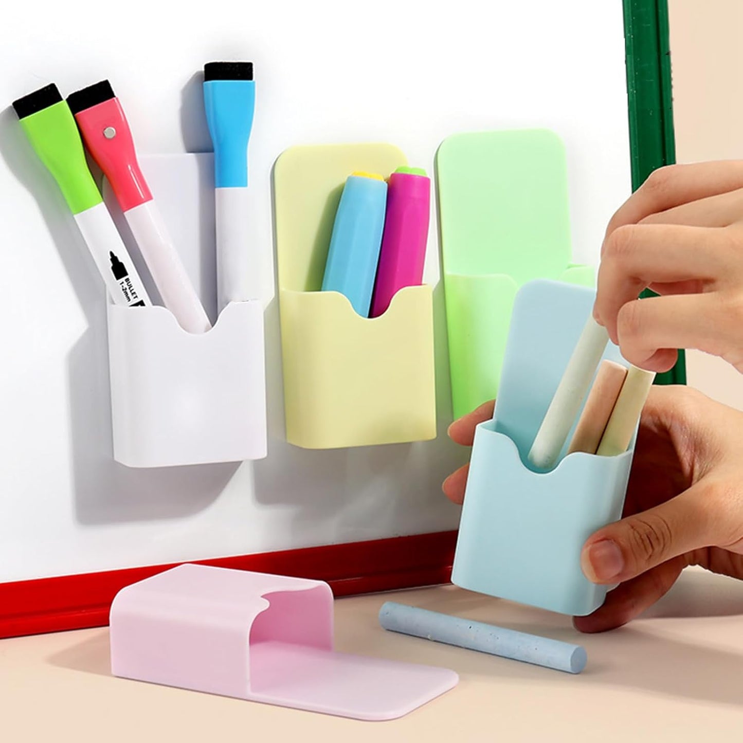 2pcs Magnetic Pen Marker Holders, Magnet Pencil Cup Storage Organizer for Classroom Office Home Locker and Refrigerator Whiteboard Locker (QX107)