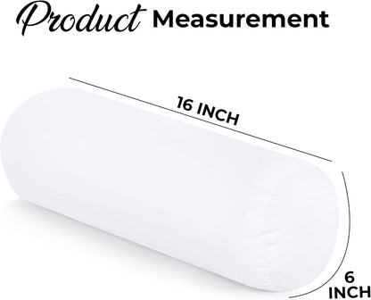Utopia Bedding Bolster Pillow Inserts, 6x16 Neck roll Pillow, 2 Pack, White | Cylinder pillow, Round design, cervical & knee support pillow for sleeping, Massage relaxing and recovery, Set of 2, White