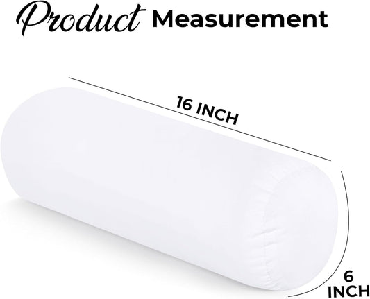 Utopia Bedding Bolster Pillow Inserts, 6x16 Neck Roll Pillow, 2 Pack, White