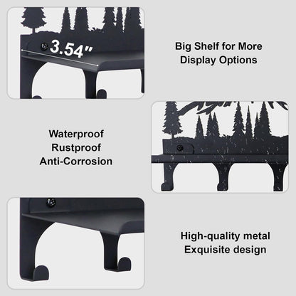Key Holder for Wall, Metal Decorative Wall Mounted Mountain Key and Mail Holder with Shelf, 2 in 1 Key Hooks for Entryway, Front Door, Hallway, Key Organizer and Key Rack (10 Inches)