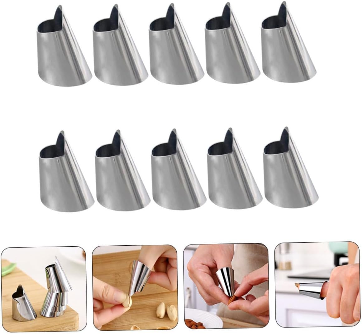 Gatuida 10pcs Vegetable Peeler Slice Finger Protectors Cutting Chopper Guards Reusable Stainless Steel Safety Finger Cover