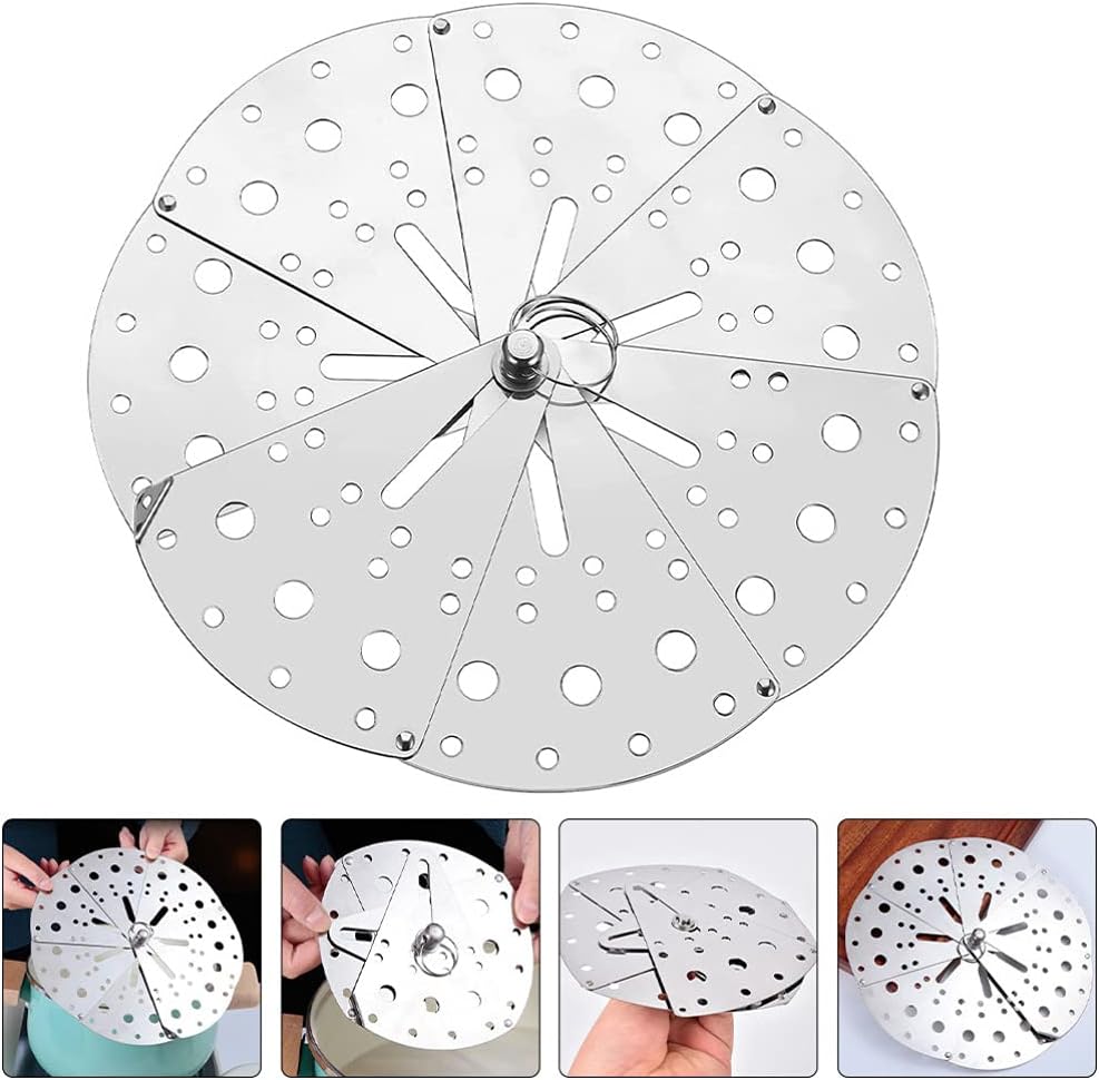 1pc Adjustable Stainless Steel Spill Stopper Lid Spill Cover for Pots and Cookware Food-grade Material Prevents Overflow Easy to Use Kitchen Essential