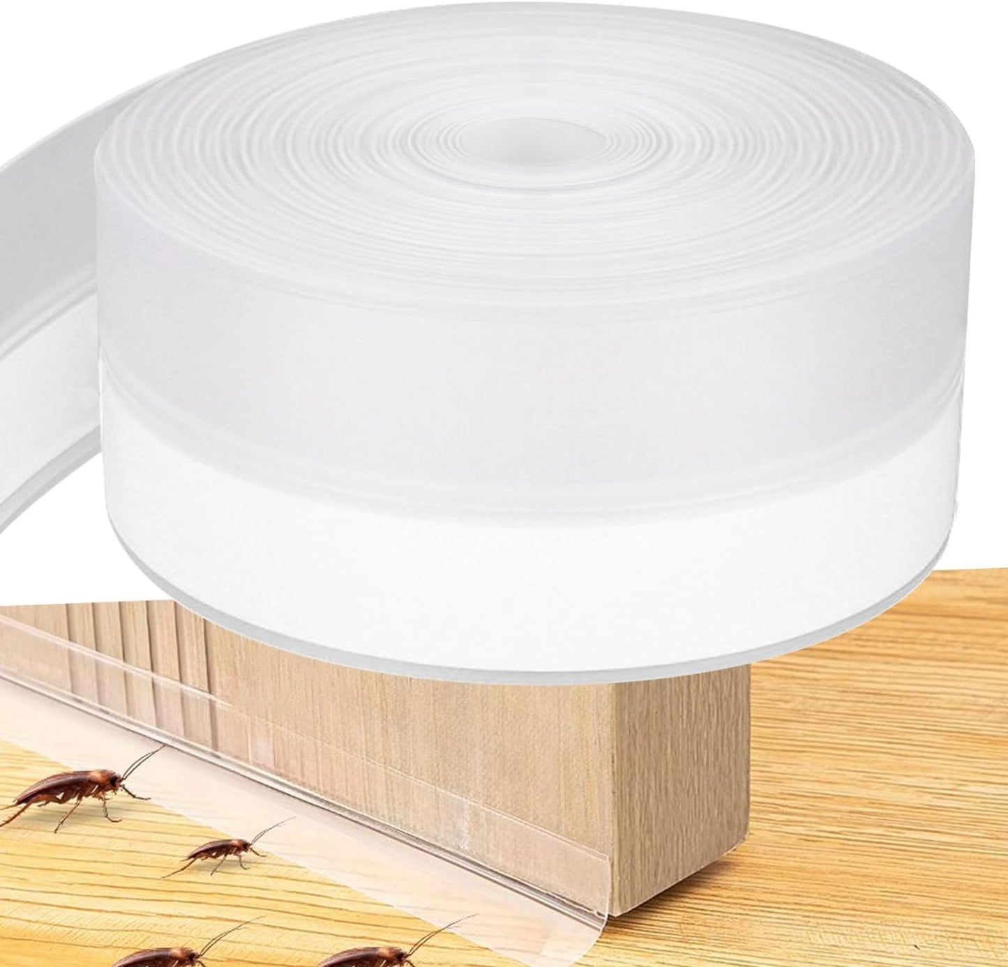 Silicone Seal Weather Stripping Tape 16.5 Feet Strip Bottom Draft Insulation Stopper Tape Weatherproof Soundproof for Door or Window Bathroom Shower Glass Gaps（45mm*5m）