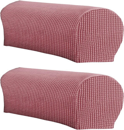 LINGXIYA Stretch Plush Armrest Covers, Spandex Armrest Slipcovers, Set of 2