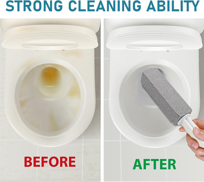 Pumice Cleaning Stone, 2 Pack Toilet Bowl Cleaner Toilet Brush, Gray | Non-Slip Long Plastic Handle, for Kitchen, Bath, Pool, Household Cleaning