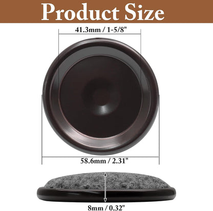 24Pcs Round Metal Felt Furniture Caster Cups, 1-5/8 Inch | Carpet-Bottom, Non-Slip Wheel Savers, Floor Protectors for Hardwood, Tile & Laminate