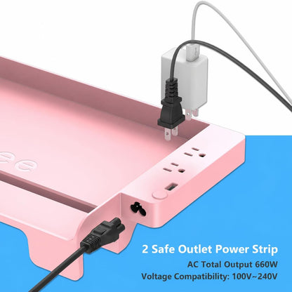 Bedside Shelf for Dorm Bunk Bed with USB Charging Port and 2 AC Outlets, Bedside Caddy, Attachable Bedside Table, College Dorm Essential Clip On Bedside Tray, Bunk Bed Accessories, Bedroom Furniture