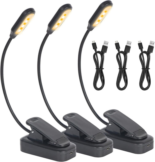 USB-C Rechargeable Book Light for Reading in Bed 3 Pack, LED Book Lights with 3 Color Temperature Reading Light, Easily Clip on to a Small Mini Lightweight Book Lights for Read Book Lovers