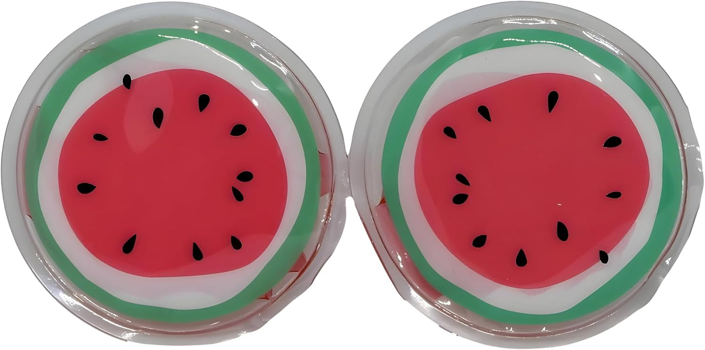 Bexter Watermelon Hot & Cold Eye Pads – Gel Eye Masks for Puffiness, Dark Circles, Migraines & Stress Relief – Reusable, Microwavable & Freezable – 2 Pads Set
