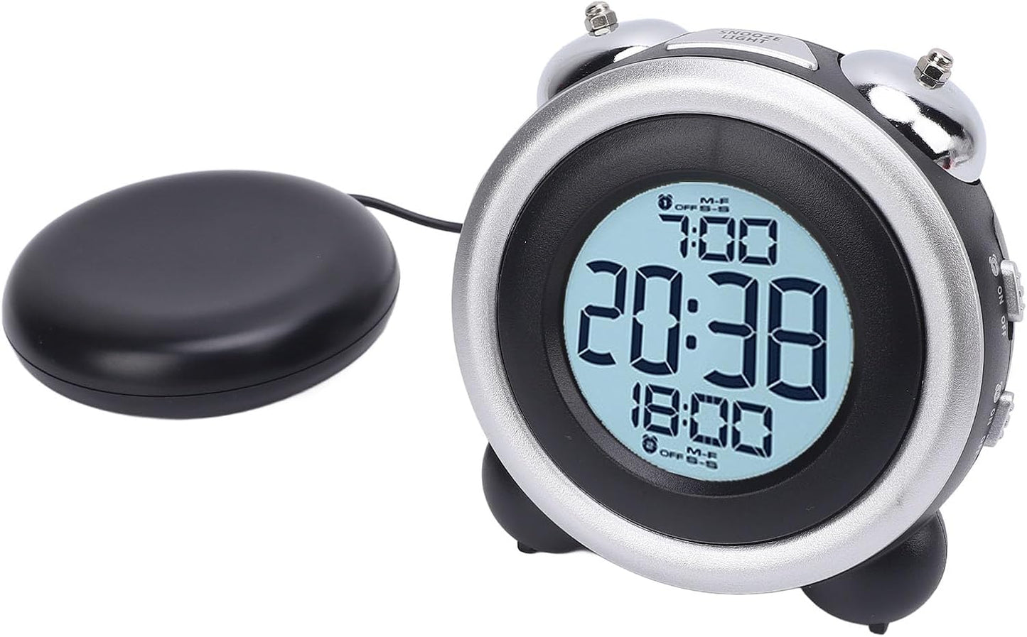 Dioche Vibrating Alarm Clock with Bed Shaker Adjustable Volume Strong Vibration Wake Up Heavy Sleepers LED Display ABS Battery Powered