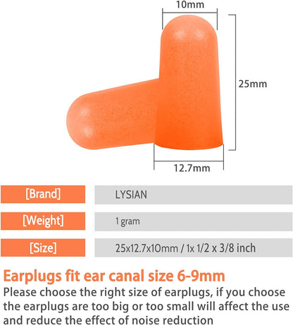 LYSIAN Foam Ear Plugs for Sleep, 60 Pairs, 38dB SNR, Purple