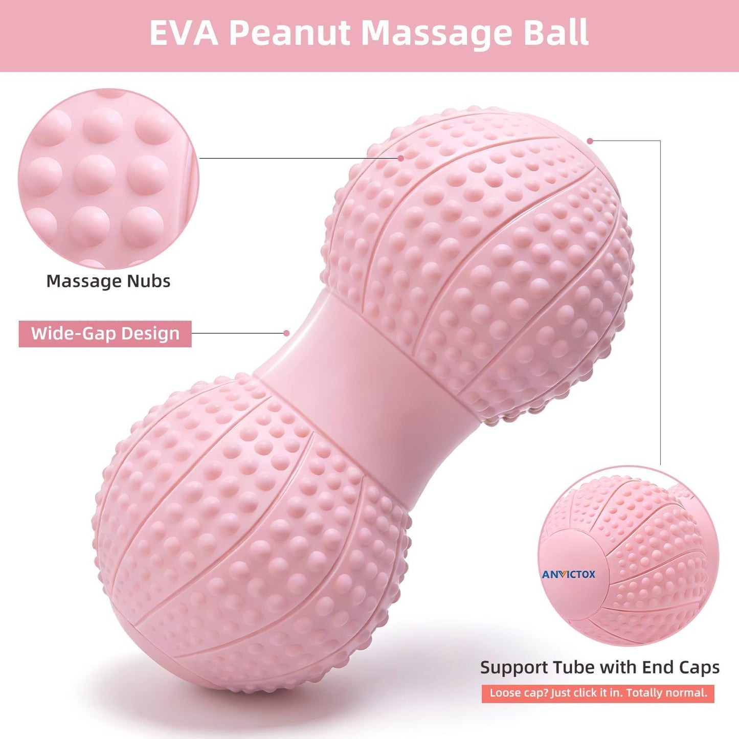 8 Inch Large Peanut Massage Ball Roller for Large Muscle Groups, Deep Tissue Double Massage Ball for Neck,Back,Leg,Low Back,Peanut Myofascia Release Ball for Muscle Knots&Physical Therapy