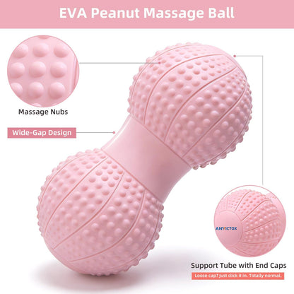 8 Inch Large Peanut Massage Ball Roller for Large Muscle Groups, Deep Tissue Double Massage Ball for Neck,Back,Leg,Low Back,Peanut Myofascia Release Ball for Muscle Knots&Physical Therapy