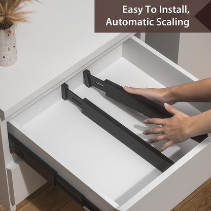 4 PCS Drawer Divider, 17"-22" Adjustable Bamboo Drawer Dividers Organizers, Expandable Separators for Kitchen, Clothes, Dressers, Home, Office