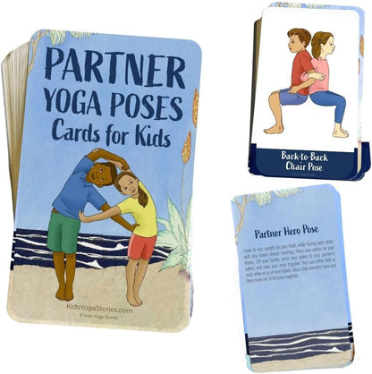 Partner Yoga Poses Cards for Kids & Toddlers, for Classroom, Social Skills Activities, Family Meditation Yoga Cards, PE Games, Mindfulness Tools, Brain Breaks, Breathing Exercise, or Play Therapy