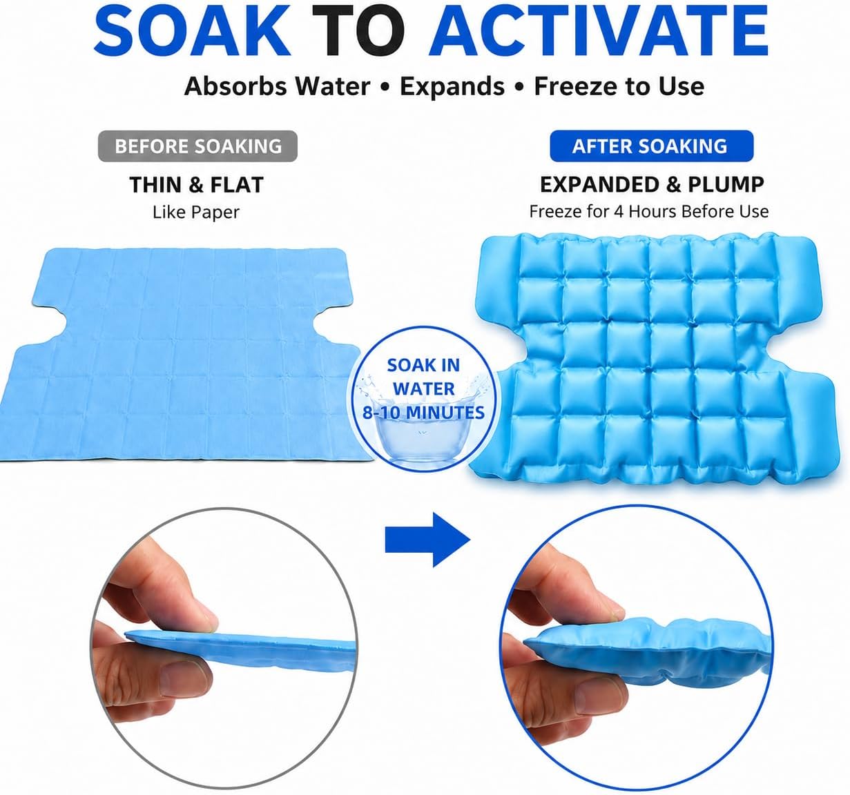WORLD-BIO Ice Packs for Injuries Reusable, Knee Ice Pack Wrap with Straps, Gel Ice Wrap for Leg Pain Relief, Hot & Cold Compress Therap for Swelling, Water Soak Needed, Light Blue, 1Pack