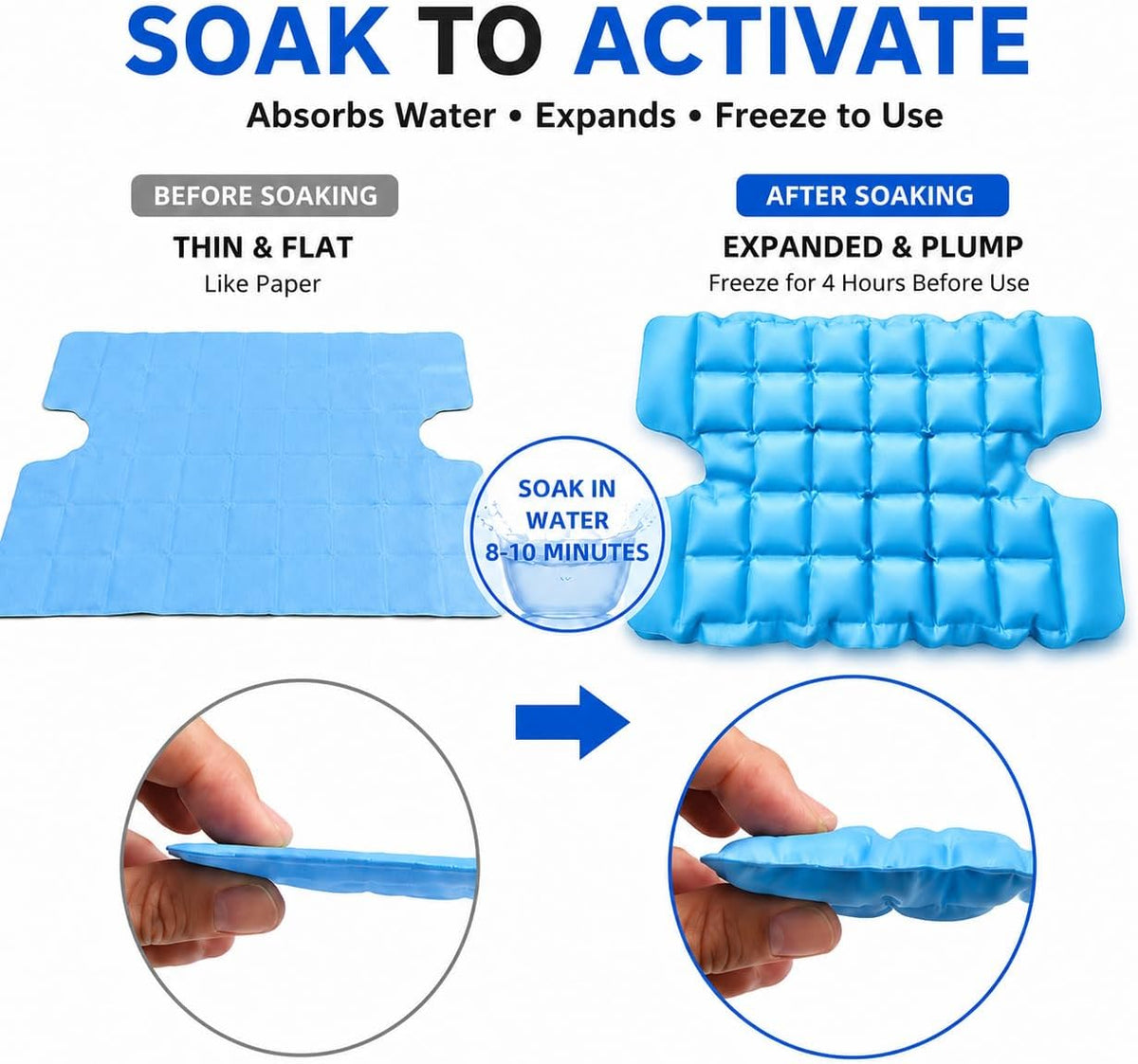 WORLD-BIO Ice Packs for Injuries Reusable, Knee Ice Pack Wrap with Straps, Gel Ice Wrap for Leg Pain Relief, Hot & Cold Compress Therap for Swelling, Water Soak Needed, Light Blue, 1Pack
