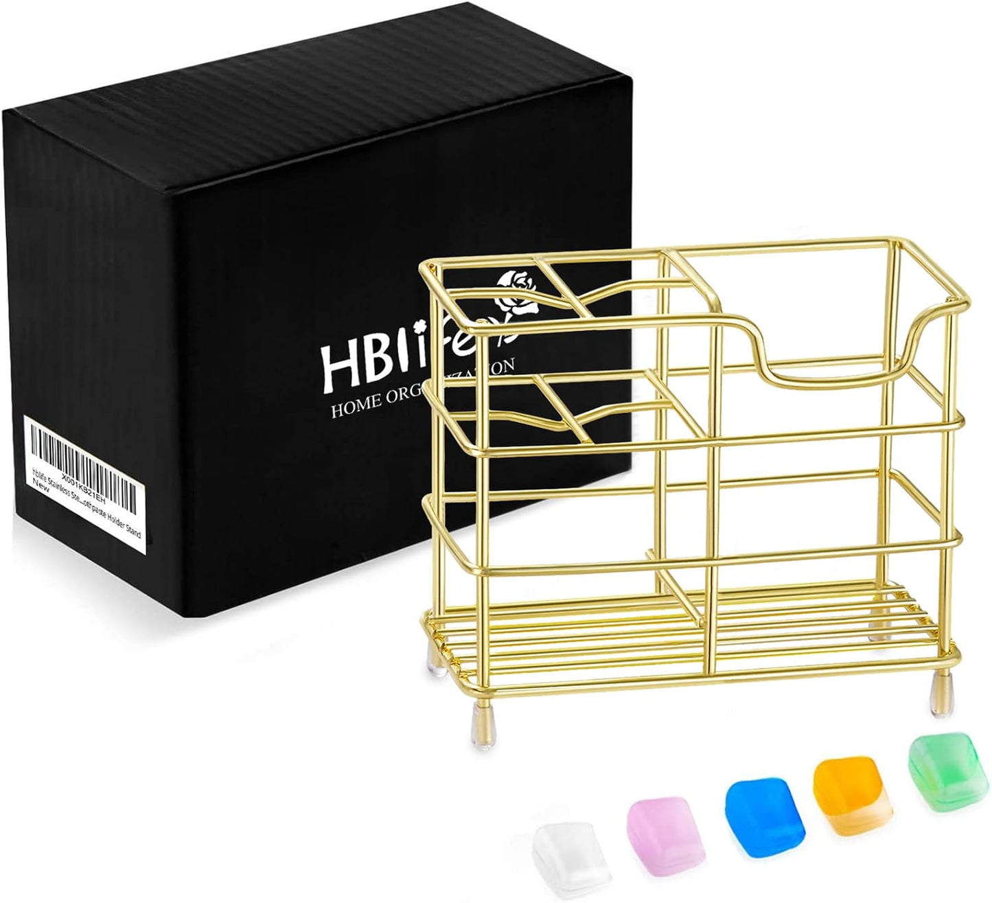 HBlife Toothbrush Holders for Bathroom, 5 Slots Silver Stainless Steel Bathroom Accessories Organizer