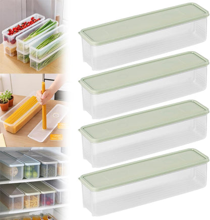 Storage & Crisper Boxes, 35oz Stackable Airtight Keeper for Refrigerator and Fridge, Food Storage Containers with Lids Keep Fresh for Spaghetti Salad Lettuce Herb Fruit Vegetable Cheese Bacon (Blue)