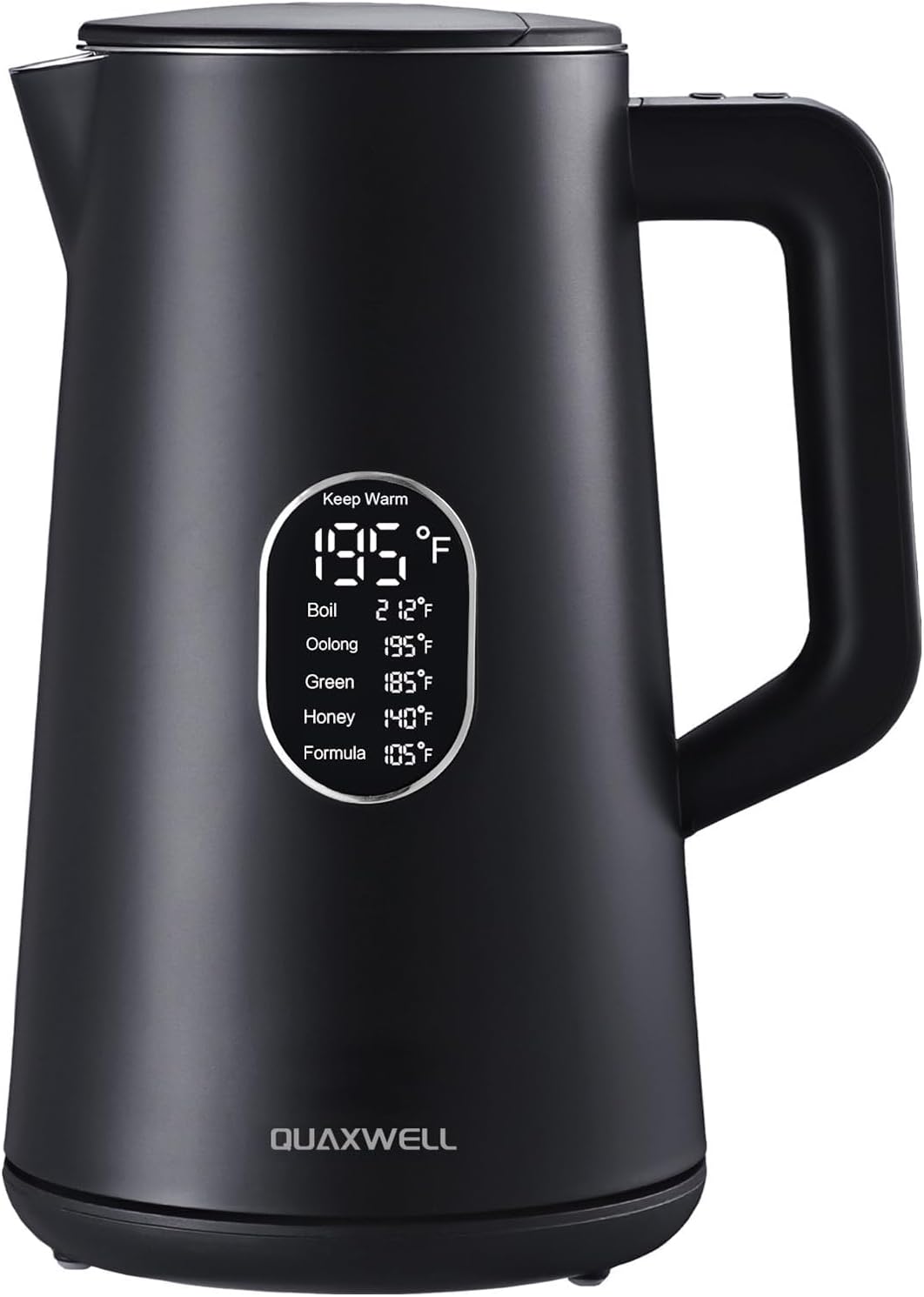 1.5L Electric Kettle Temperature Control, Black | Double Wall Cool Touch Teapot, Fast Boil, 5 Temperature Control, LED Display, Auto Shut-Off & Keep Warm