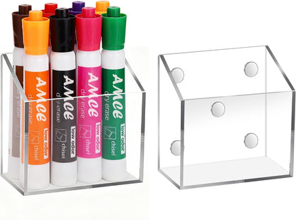 Ameceres Magnetic Acrylic Pencil Holder Clear Pen Holder for Fridge Locker | Whiteboard Accessories, Dry Erase Holder, Marker Organizer, Locker Organizer, Desk Pen Holder, For Office Home Classroom