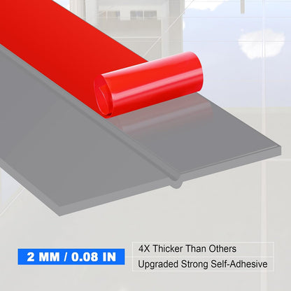 ToLanbbt Weather Stripping Silicone Door Seal Strip 2 in x 10 ft Door Draft Stopper Self Adhesive Tape, Side & Bottom Gaps Insulation Seal for Glass Shower Sliding Window, Black
