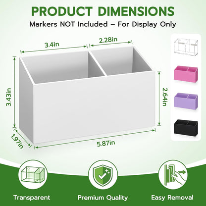 MR.MATE Magnetic Pen Holder,Clear Magnetic Marker Cup for Fridge Whiteboard | Dry Erase Marker Pencil Holder with Acrylic Cup and Strong Magnet, Non-slip Design For Refrigerator Locker Office & Classroom