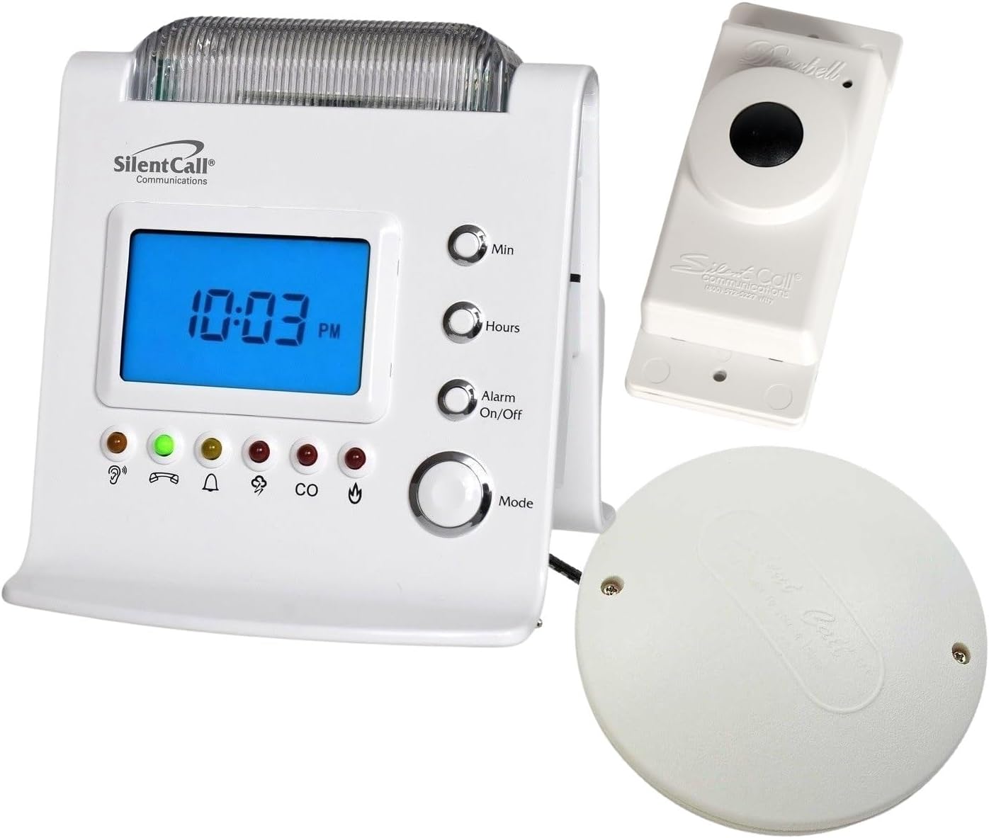 Silent Call Signature Series Wireless Flashing + Vibrating Doorbell & Alarm Clock Kit | Silent Notifications w/Vibrating Bed Shaker & Bright Strobe Light for Deaf, Hard of Hearing, Heavy Sleepers