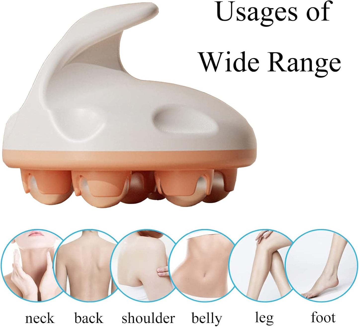WMM Hand Held Massager, Full Body Massage Tool with Roller Ball Massager Manual 360-degree-roller for Muscle Back Neck Joint Foot Shoulder Leg Pain Relief with Portable Design