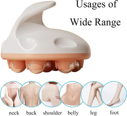 WMM Hand Held Massager, Full Body Massage Tool with Roller Ball Massager Manual 360-degree-roller for Muscle Back Neck Joint Foot Shoulder Leg Pain Relief with Portable Design