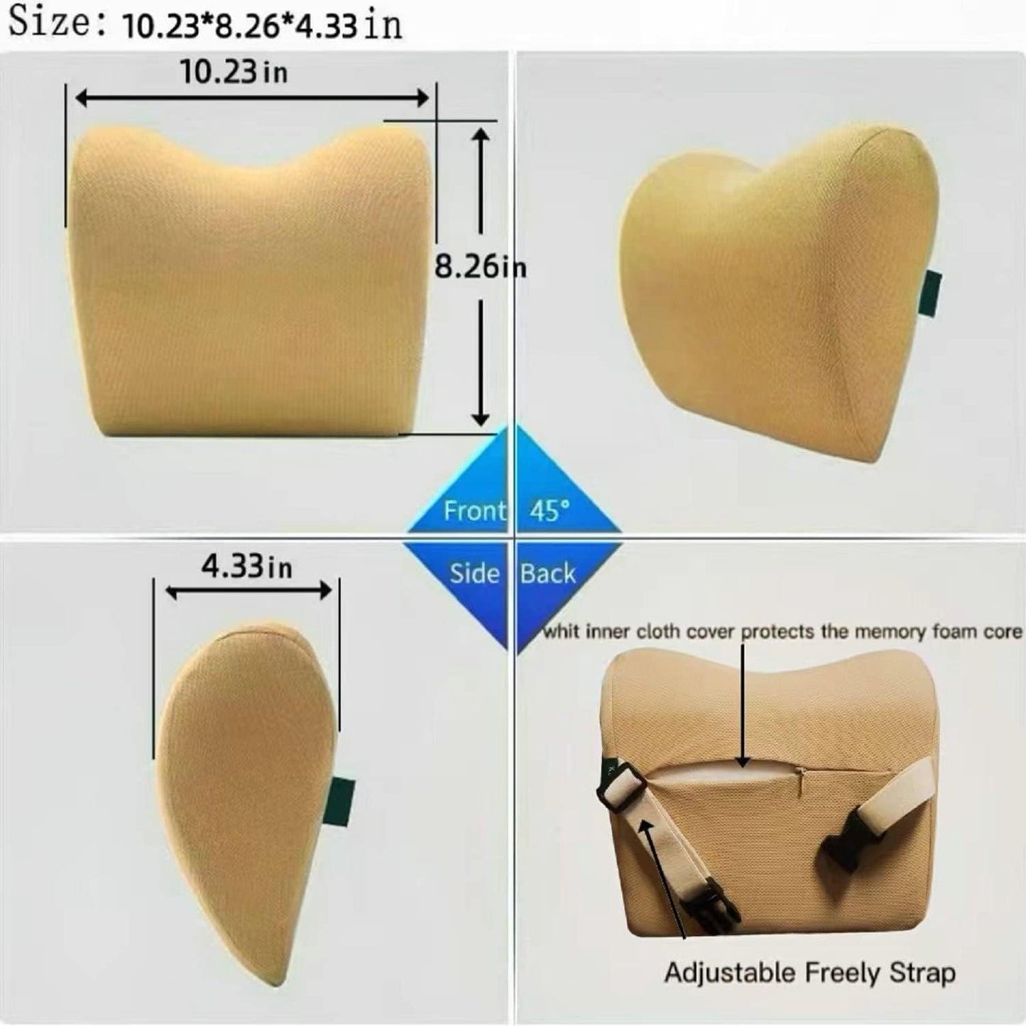 Car Neck Pillow - Memory Foam Cervical Relief Cushion, Headrest Support for Pain, Black