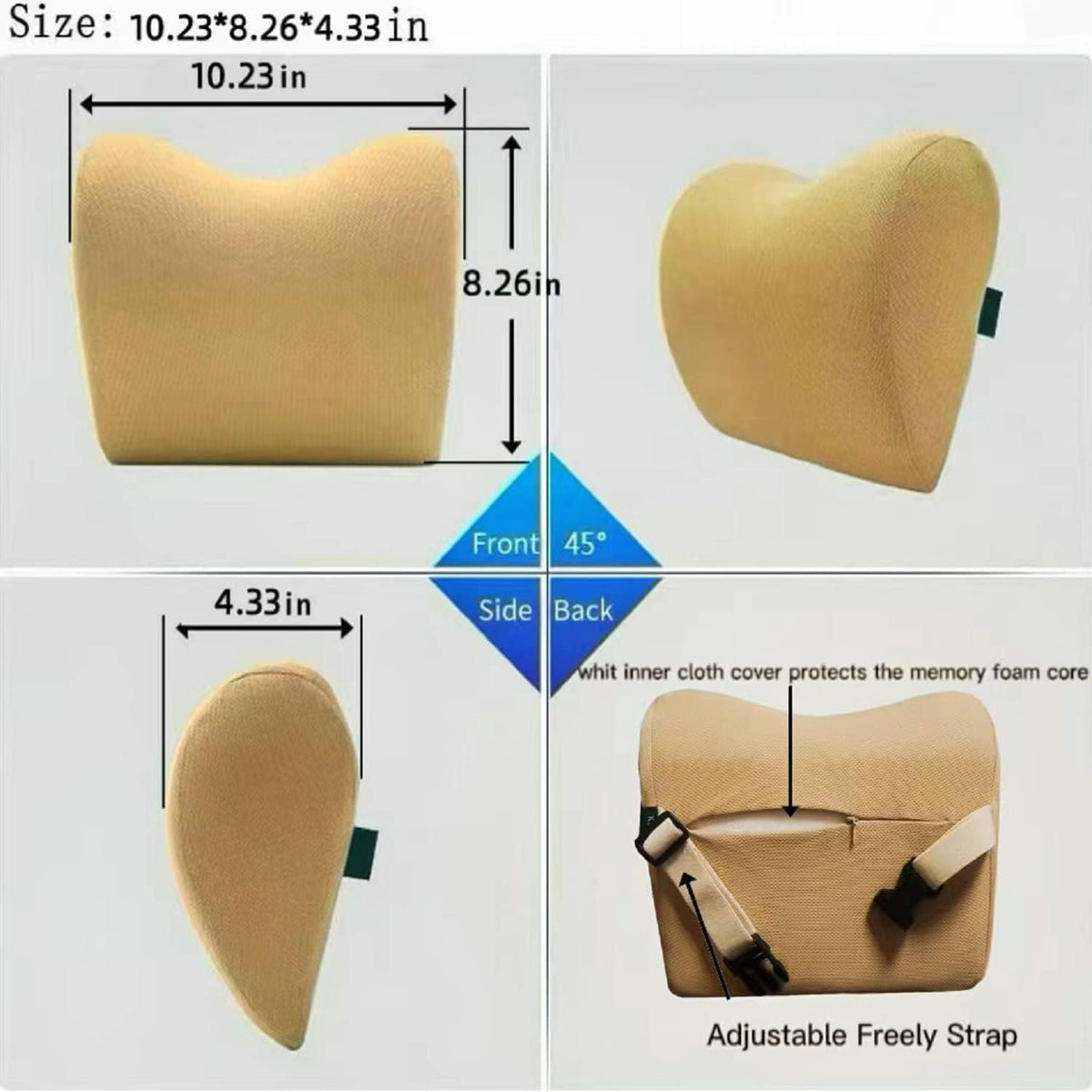 Car Neck Pillow - Memory Foam Cervical Relief Cushion, Headrest Support for Pain, Black