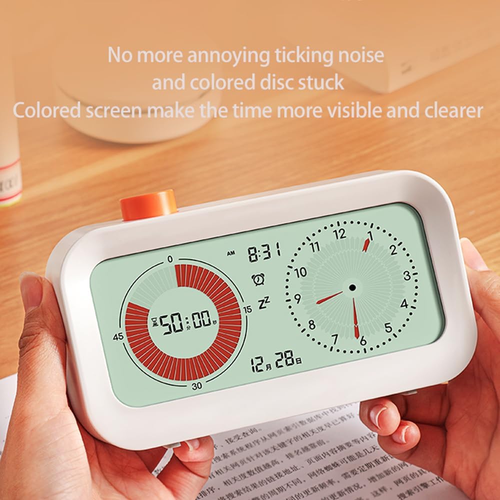 60 Minute Digital Timer Visual Countdown Countup Clock, Battery Operated Desk Timer with Large Display for Kitchen Office Home Productivity Management Tool