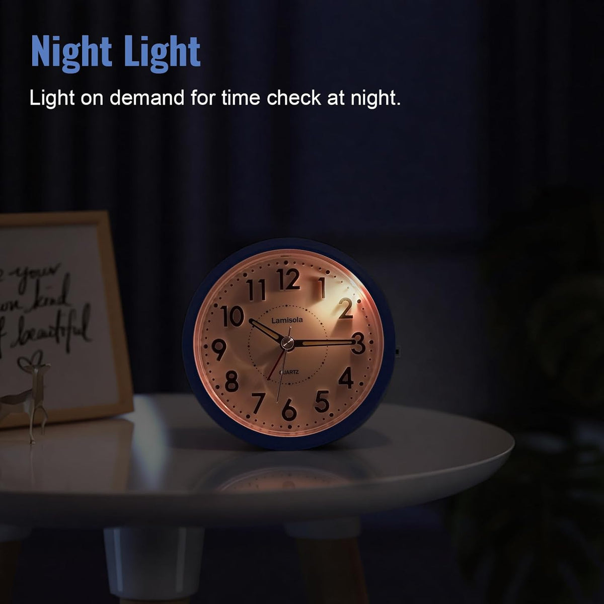 Lamisola 4 Inch Alarm Clock for Bedrooms, Small Analog Desk Clock, Black