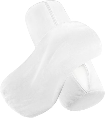 SAHARBEDDINGS 2 PC Cervical Neck Roll Pillow Cover with Cotton Bolster Pillowcases for Cylindrical Cushion Round Neck Pillowcase Zipper Closer (Blush, 13x6 Roll Pillow Set of 2)