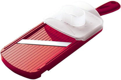 Kyocera Advanced Ceramic Adjustable Mandoline Vegetable Slicer w/ Handguard-Red 11" x 4" | KYOCERA Adjustable Mandoline Slicer: Ultra-Sharp Ceramic Blade with 4 Thickness Settings for Precision Vegetable Slicing