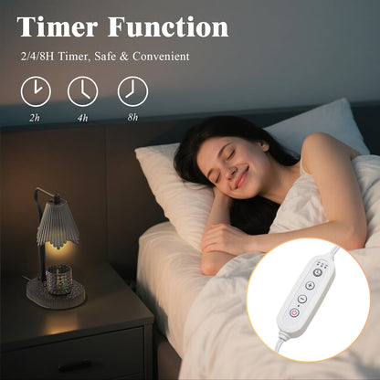 Flower Candle Warmer Lamp,Adjustable Timer & Dimmer(Black2) | Adjustable height fits jars. Timer & dimmer safe melt. 2 bulbs & heat-proof base. Perfect for bedroom, office, or gifting.