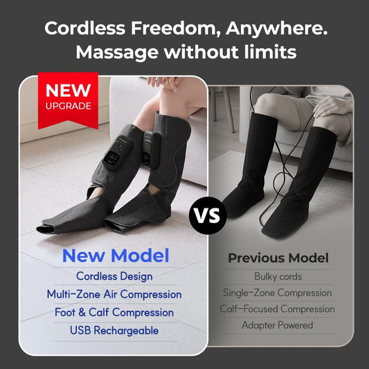 HuBDIC HubiCare Cordless Calf and Feet Massager with Heat and Air Compression for Circulation and Pain Relief, 5 Modes with 5 Intensities, Reduce Swelling, Muscles Relaxation Device (Black)
