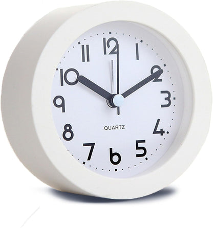 Alarm Clock with Backlight, 4 Inches Cute Analog Round Digital Quartz Clock, Non Ticking, Battery Operated ,Frosted Texture, Simply Design for Living Room, Bedroom ,Bedside, Desk Decorative(Pink)