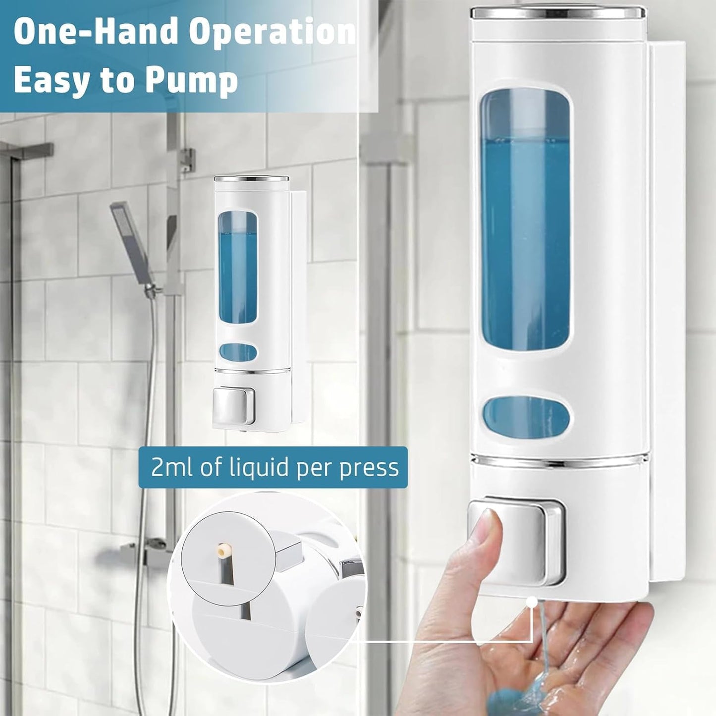 Single Wall Mounted Hand Soap Dispenser, 13.5oz/400ml Black Showe | Clear Refillable Liquid Lotion Soap Dispenser, Gel Container Shower Pump Dispenser and Organizer for Bathroom Kitchen